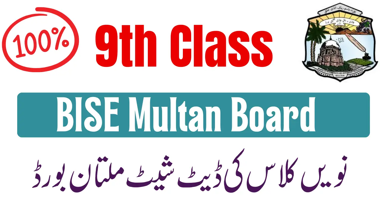 9th Class Date Sheet 2026 BISE Multan Board