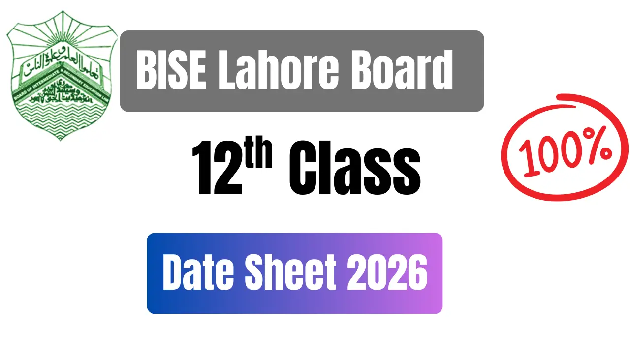 BISE Lahore 12th Class Date Sheet 2026